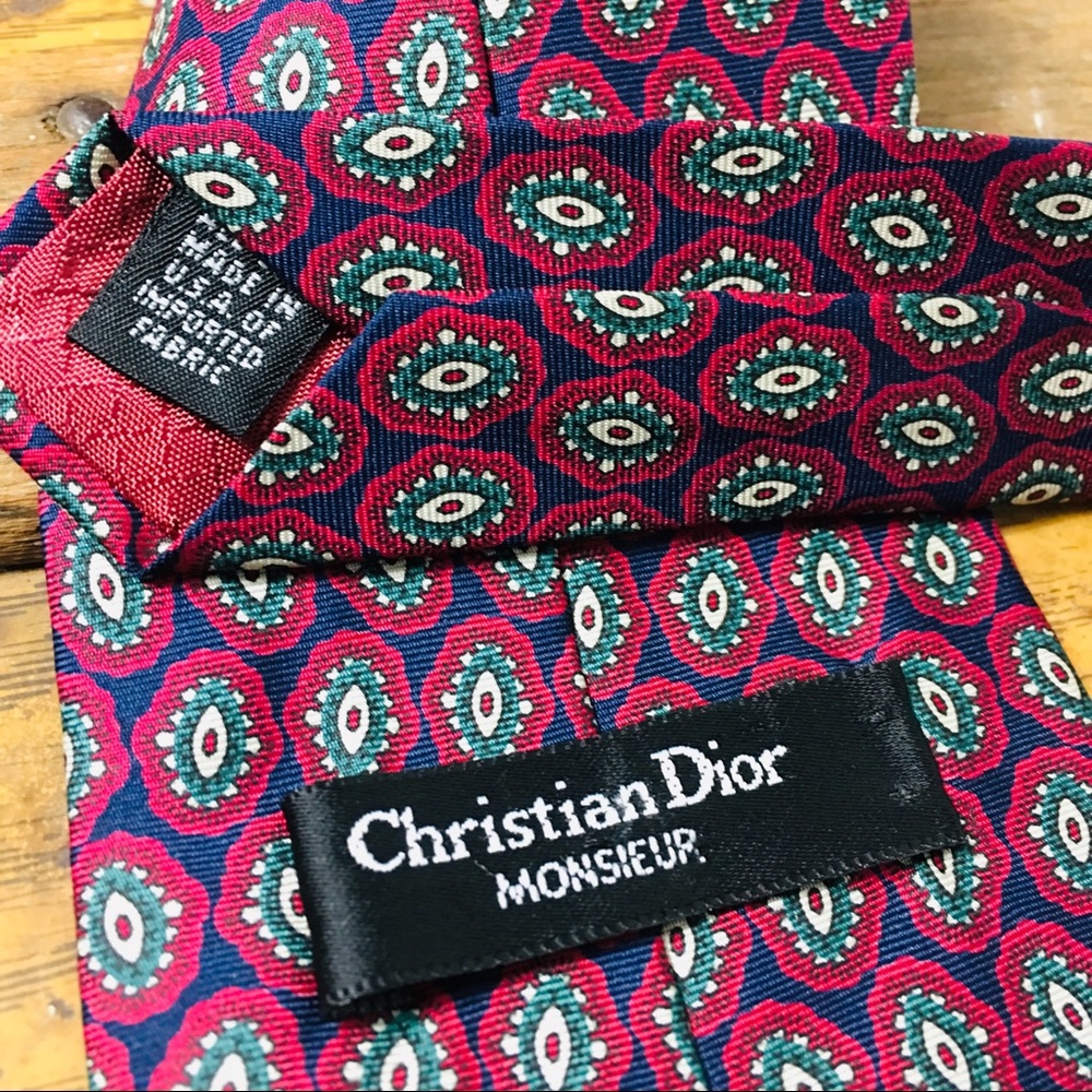 Christian Dior Monsieur Red Pattern Mens Tie